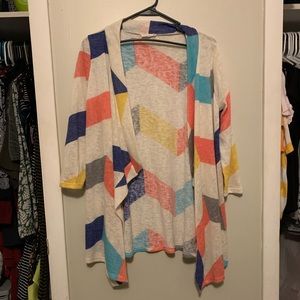 Striped 3/4 sleeve length cardigan